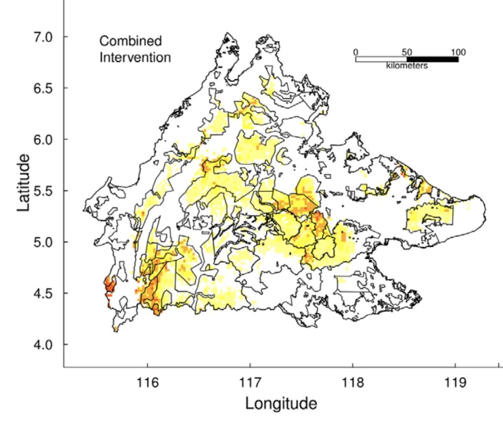 Orangutan nest density, Sabah - if managed by 2100